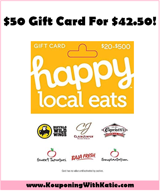 HOT! 50 Happy Eats Restaurant Gift Card For Just 42.50